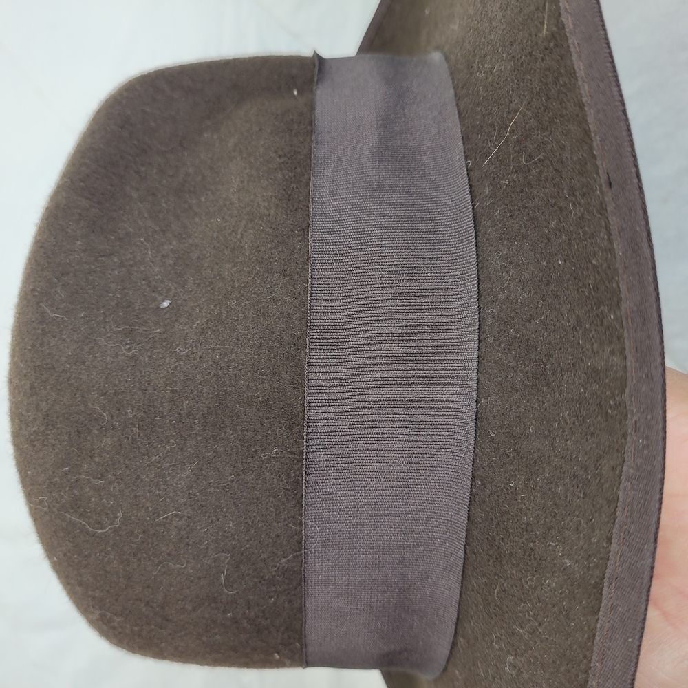 Peter Grimm Classic Wide Brim 100% Wool Brown Fedora Hat ribbon hat band and bow - Picture 4 of 11